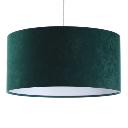 Zeleno-bílá závěsná lampa s velurovým válcovým stínidlem OLIMPIA