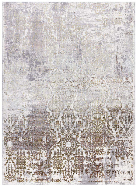 Zlato-šedo-krémový elegantní koberec s vintage efektem opotřebení DE LUXE s marockým vzorem