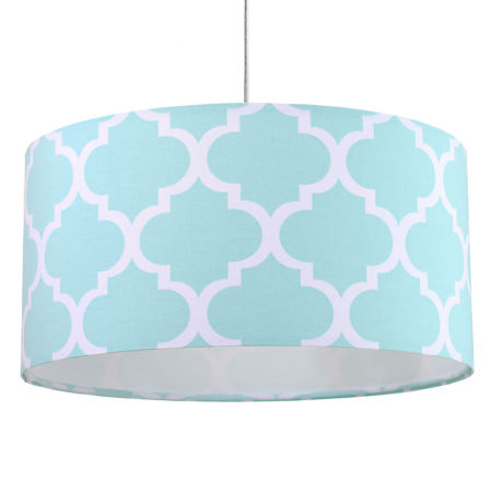 Mátové svítidlo se stínidlem ve tvaru válce z veluru s bílým marockým jetelem MAROKO