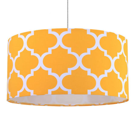 Žluto-bílé závěsné svítidlo s velurovým stínidlem MAROKO, vzor marocký jetel