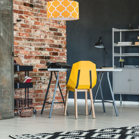 Žluto-bílé závěsné svítidlo s velurovým stínidlem MAROKO, vzor marocký jetel