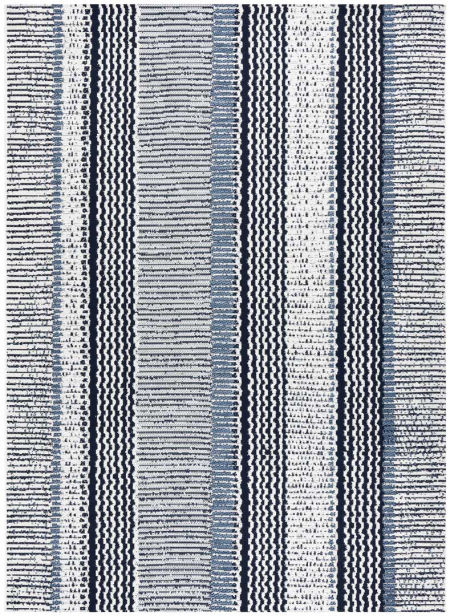 Pruhovaný provázkový koberec, bílý/modrý/tmavě modrý, boho a skandinávský styl, vnitřní i venkovní - BETTY