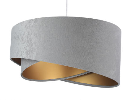 Šedo-zlatá závěsná lampa s velurovým asymetrickým stínidlem TAMI