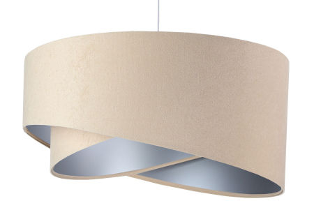 Béžovo-stříbrná závěsná lampa s asymetrickým velurovým stínidlem REANNA