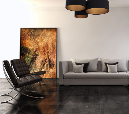 Černé stropní svítidlo, sada velurových stínidel ve tvaru válce se zlatým vnitřkem FLOJD