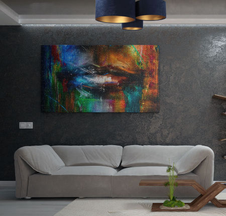 Tmavě modro-zlatá stropní lampa s válcovými velurovými stínidly v různých velikostech HONIR