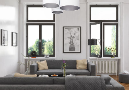 Bílé stropní svítidlo, sada válcových velurových stínidel se stříbrnými vnitřky BEVIN