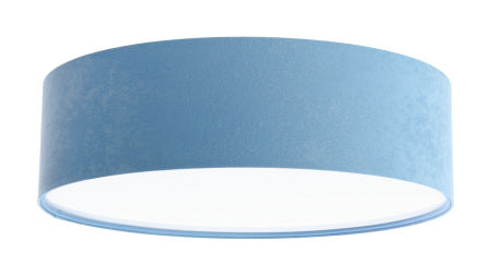 Modré stropní svítidlo, válcová lampa s kulatým velurovým stínidlem