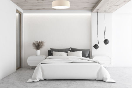 Béžová stropní lampa s válcovým stínidlem vyrobeným z látky s lněnou strukturou BRIT