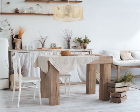 Přírodní závěsná lampa s boho ratanovým stínidlem ve tvaru válce ROTANG