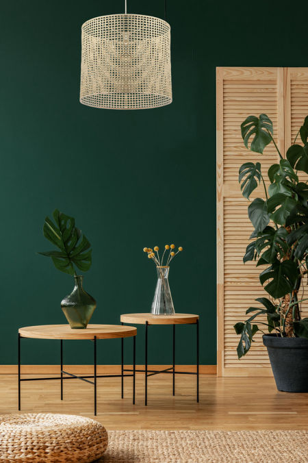 Přírodní závěsná lampa s boho stínidlem z ratanové palmy ROTANG