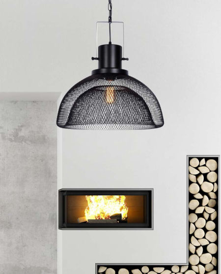 Polokulatý černý lustr GLENCOR industriální kovový