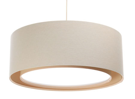 Krémová a béžová závěsná lampa s kulatým odstínem z jutové tkaniny BOHO - VIVIENNE