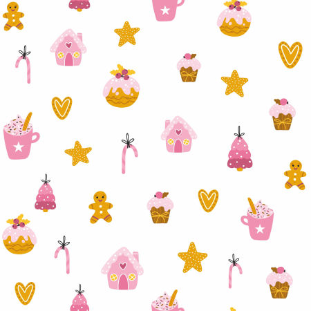 Tapeta s perníky, sladkými perníčky, koblihami, sušenkami, sladkostmi - s polevou a posypem