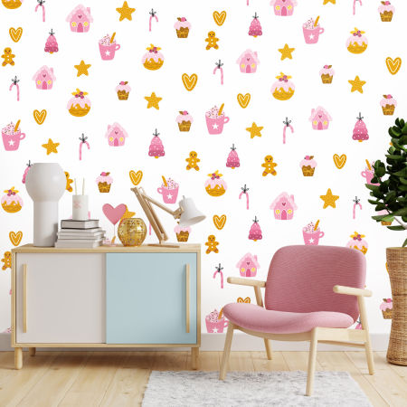 Tapeta s perníky, sladkými perníčky, koblihami, sušenkami, sladkostmi - s polevou a posypem