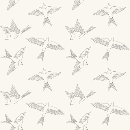 Jemná béžová tapeta na zeď s šedými létajícími ptáky BOHO