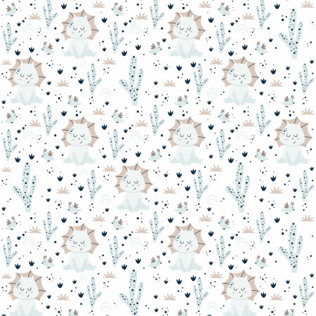 Tapeta dinosaurus Bobo v horké poušti s kaktusy - pro děti, na zeď