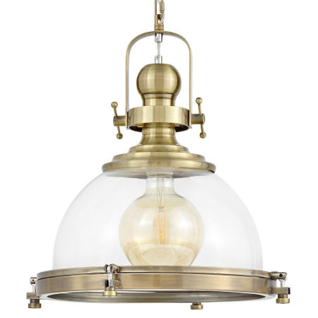 Industriální loftové závěsné svítidlo FALCO, mosazná barva, skleněné stínidlo