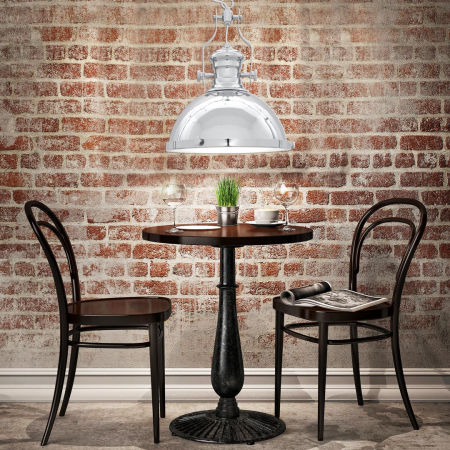 Stříbrná loftová stropní lampa ETTORE kovová, zavěšená na řetízku