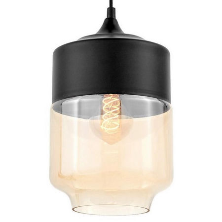 Černé stropní svítidlo, lampa ASTILA, stínidlo ze skla a kovu, loftová, moderní