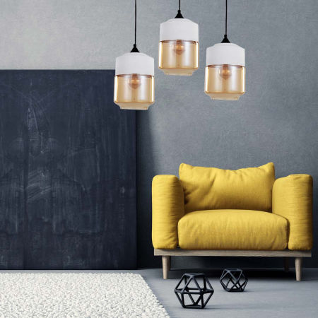 Bílá průhledná závěsná lampa ASTILA skleněná loftová nastavitelná