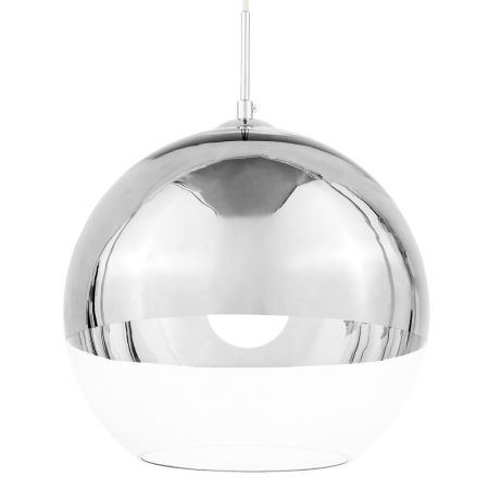 Moderní visací lampa VERONI skleněná koule stříbrná průhledná