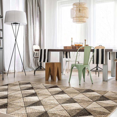 Moderní hnědý koberec s trojrozměrnými tvary, trojúhelníky Piramide