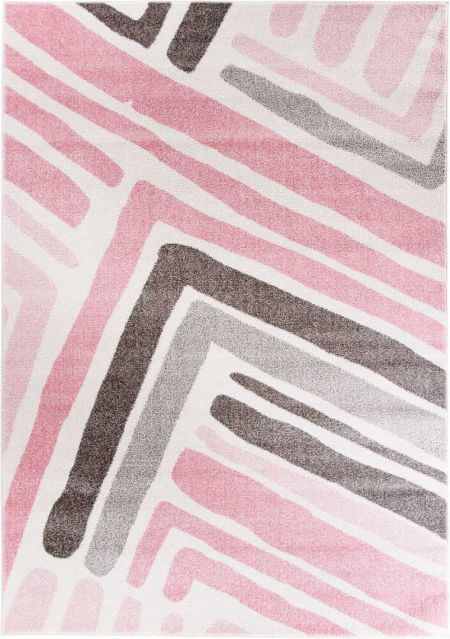 Moderní růžovo-šedý koberec s imitací uměleckých tahů fixou Pink Frame