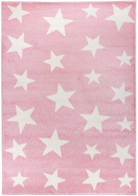 Dětský růžový koberec s krémovými hvězdami Pink Night pro děvčata