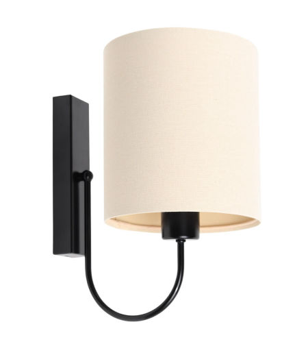 Světlá krémová nástěnná lampa v boho stylu s válcovým lněným stínidlem - BOHO