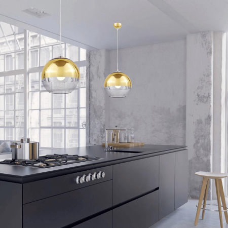 Glamour závěsná lampa VERONI zlatá průhledná skleněná koule