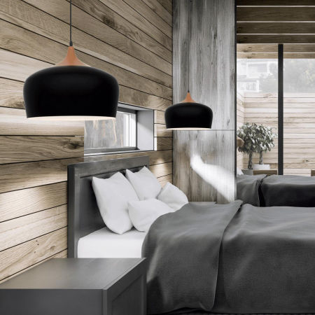 Matně černá kovová závěsná lampa CONSI, skandinávská, okrouhlá