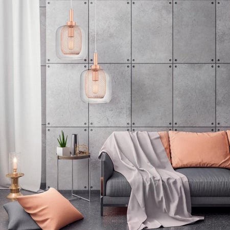 Módní, moderní stropní svítidlo BESSA měď / růžové zlato, kov, sklo