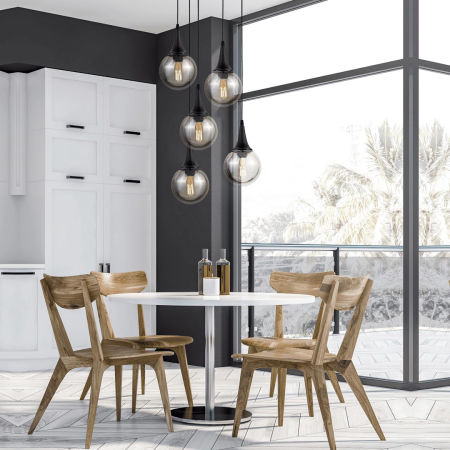 Industriální černé stropní svítidlo ROCHERRO skleněné stínítko koule