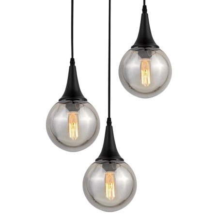 Vícebodové černé závěsné svítidlo ROCHERRO TRIO loftové skleněné kulaté