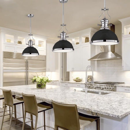 Černá loftová průmyslová lampa závěsná ETTORE kovová matná kopule