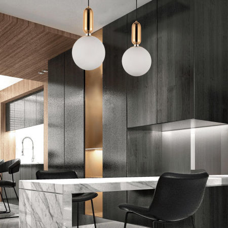 Elegantní moderní kulatá závěsná lampa ORITO ve zlaté barvě