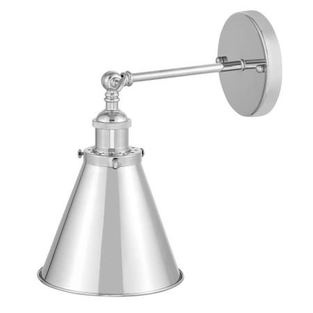 Chromovaná nástěnná lampa RUBI W1 kovové, kónické retro stínitko
