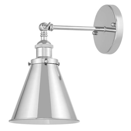 Chromovaná nástěnná lampa RUBI W1 kovové, kónické retro stínitko