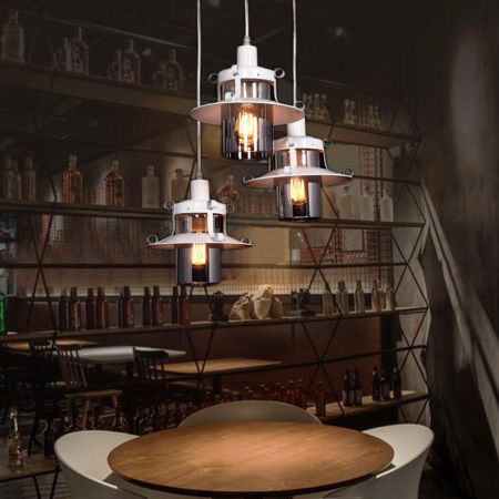 Skleněná závěsná lampa CAPRI W1 bílá kovová industriální průmyslová nastavitelná