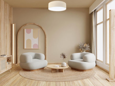 Lněné stropní svítidlo, látkový plafón se strukturou lnu ve stylu BOHO, krémové stínidlo s rozptylovačem světla - TEA