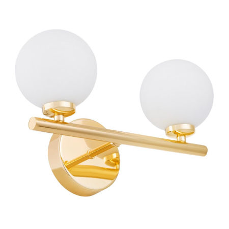 Zlaté nástěnné svítidlo MARSIADA W2 kovová lampa se dvěmi skleněnými stínítky