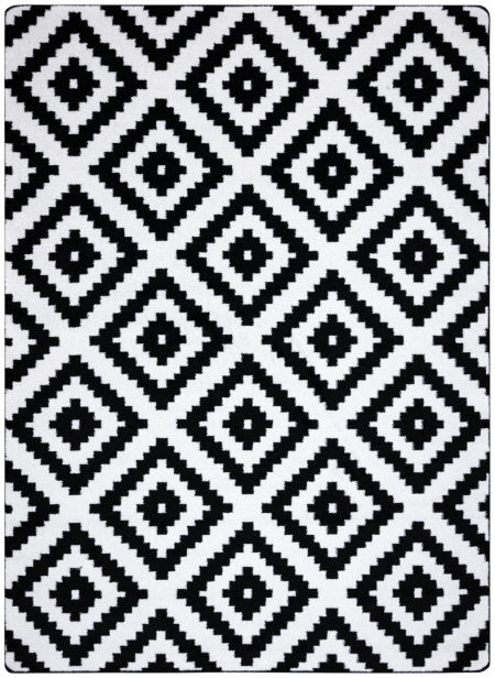 Moderní geometrický koberec s černými čtverci SKETCH designový