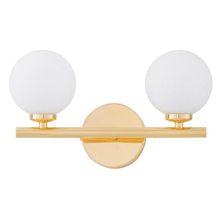 Zlaté nástěnné svítidlo MARSIADA W2 kovová lampa se dvěmi skleněnými stínítky