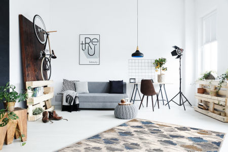 Šedo-modrý orientální koberec s efektem opotřebení Orient Sign marocký jetel