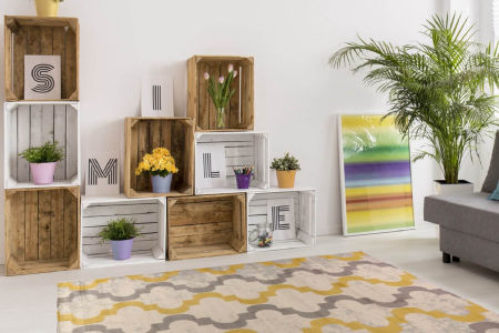 Moderní světlý koberec do obývacího pokoje Desert Phase 05 se žlutošedým vzorem marockého jetele, imitace opotřebení, dekorační