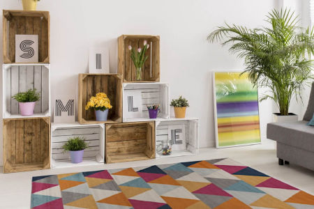 Geometrický moderní koberec pro mládež, teenagery, s barevnými trojúhelníky Forest Stream 06