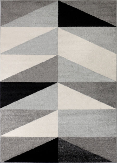 Vlněný moderní koberec s geometrickým vzorem s černými a šedými trojúhelníky Crazy Style 13