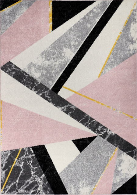 Abstraktní geometrický koberec s mramorovým efektem Pink Abstract, moderní styl