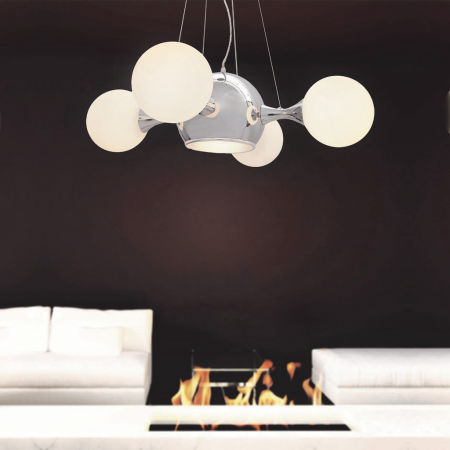 Chromovaná bílá závěsná lampa, lustr BOATEGGA W5 moderní nastavitelná